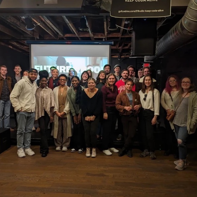 A large group of young people at a FutureProof city meet-up event